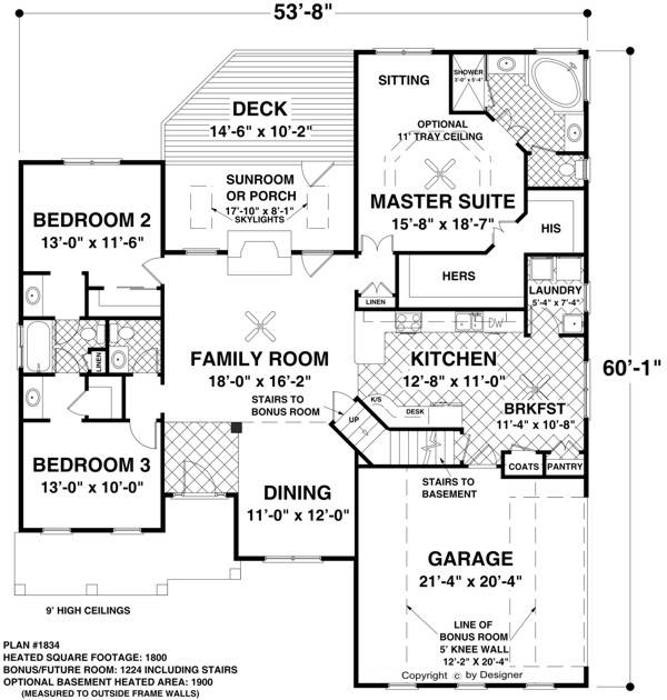 Main Level Floor Plan image of The Madison House Plan